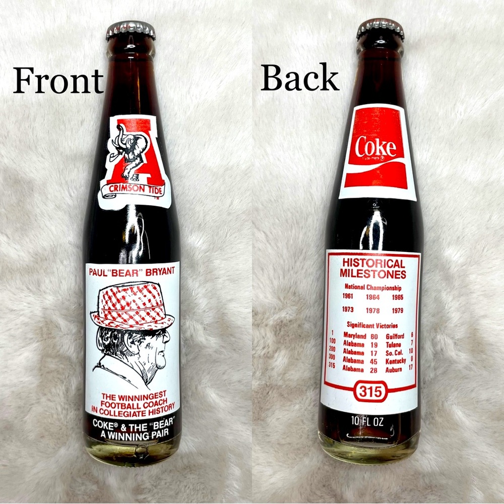 *Vintage* (1) Coke Bottle 1979 Paul “BEAR” Bryant Full 10 Oz. NEW/Unopened